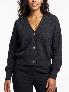 Double Zero Women's Black Button Oversized V-Neck Cardigan Size Large Layers
